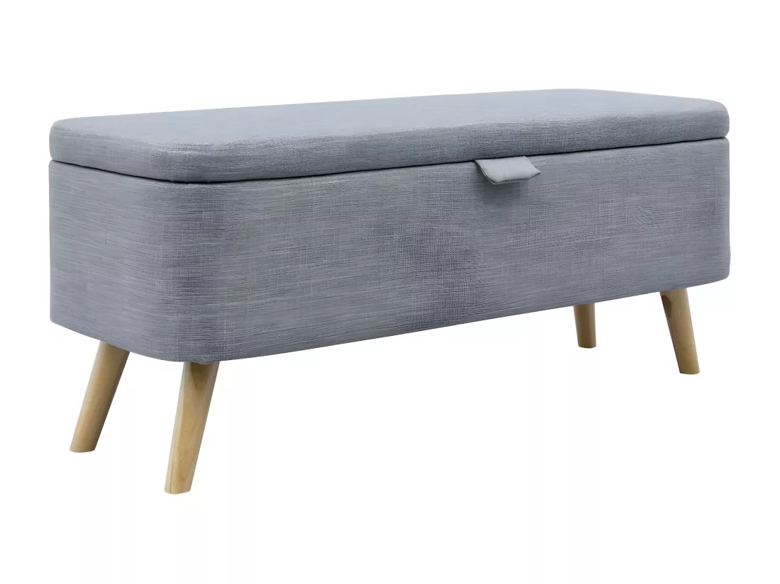 Bout de Lit avec Rangement en Tissu avec Pieds Bois - L101cm