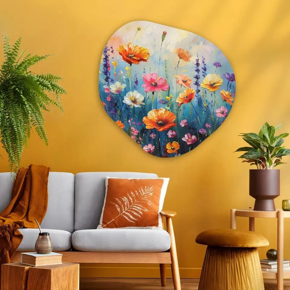 MuchoWow Wand decoratie 90x90cm Bloemen Natuur Waterverf
