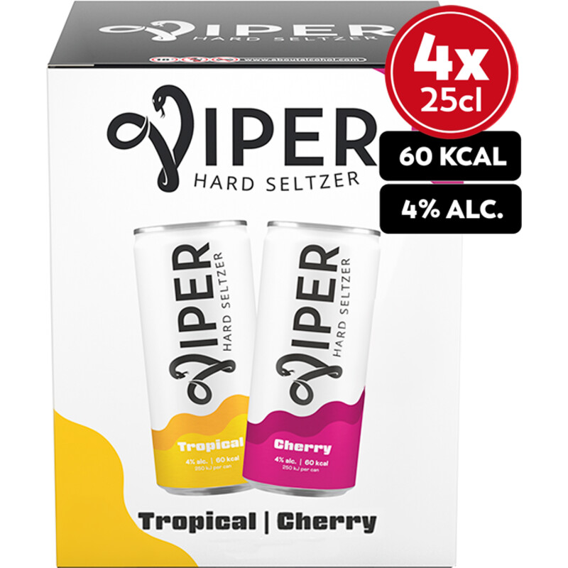 Viper Hard seltzer tropical & cherry 4-pack