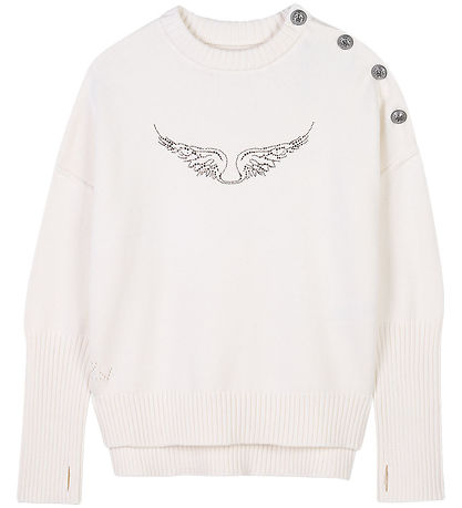 Zadig & Voltaire Bluse - Strick - Malta - Off White m. Strassste