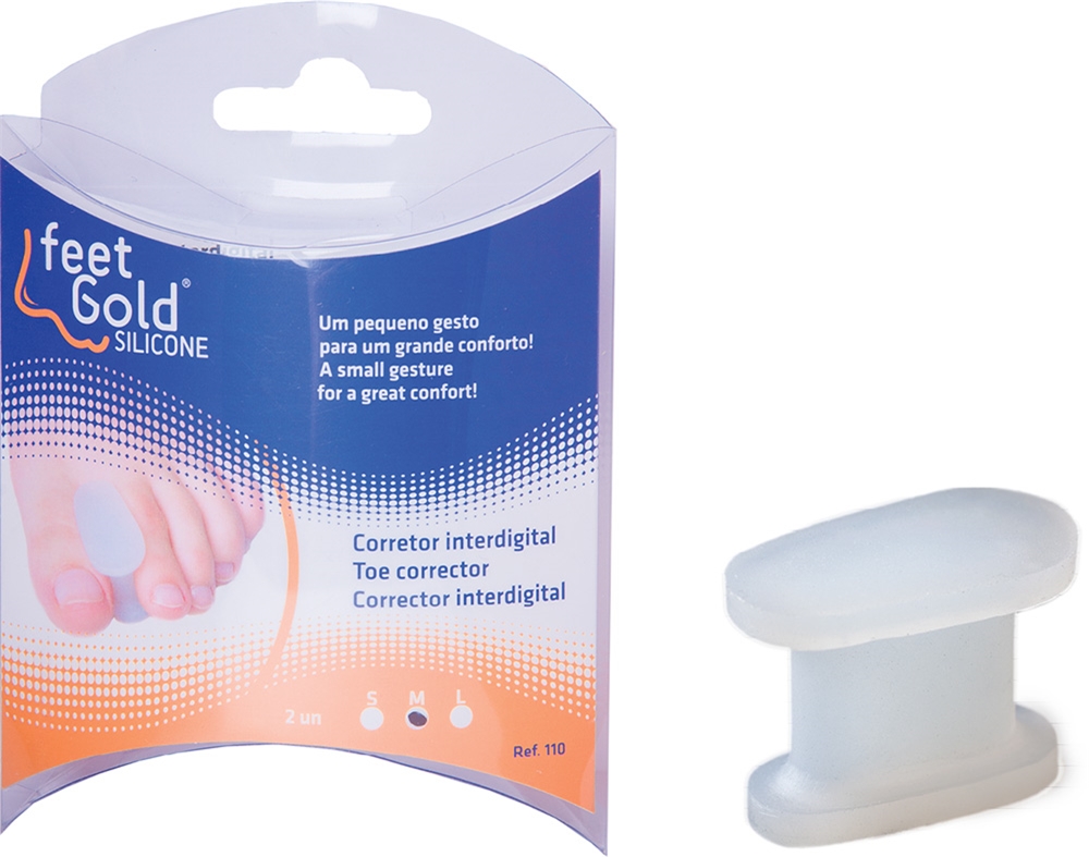 CORRETOR ORTOSILICONE INTERDIGITAL FEET GOLD TAMANHO S 1 PAR