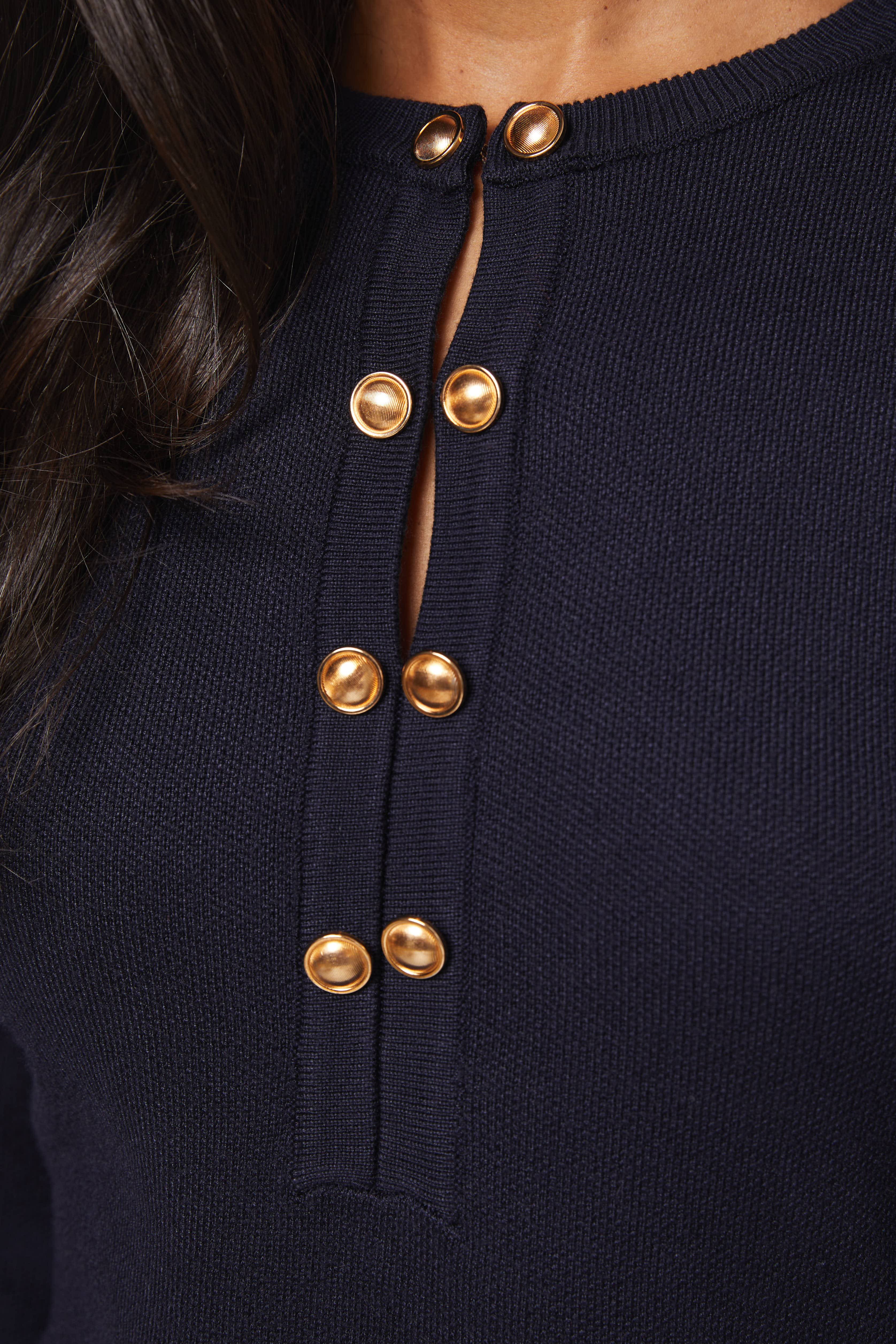 Wallis Robe Midi Tricotée à Double Boutonnage