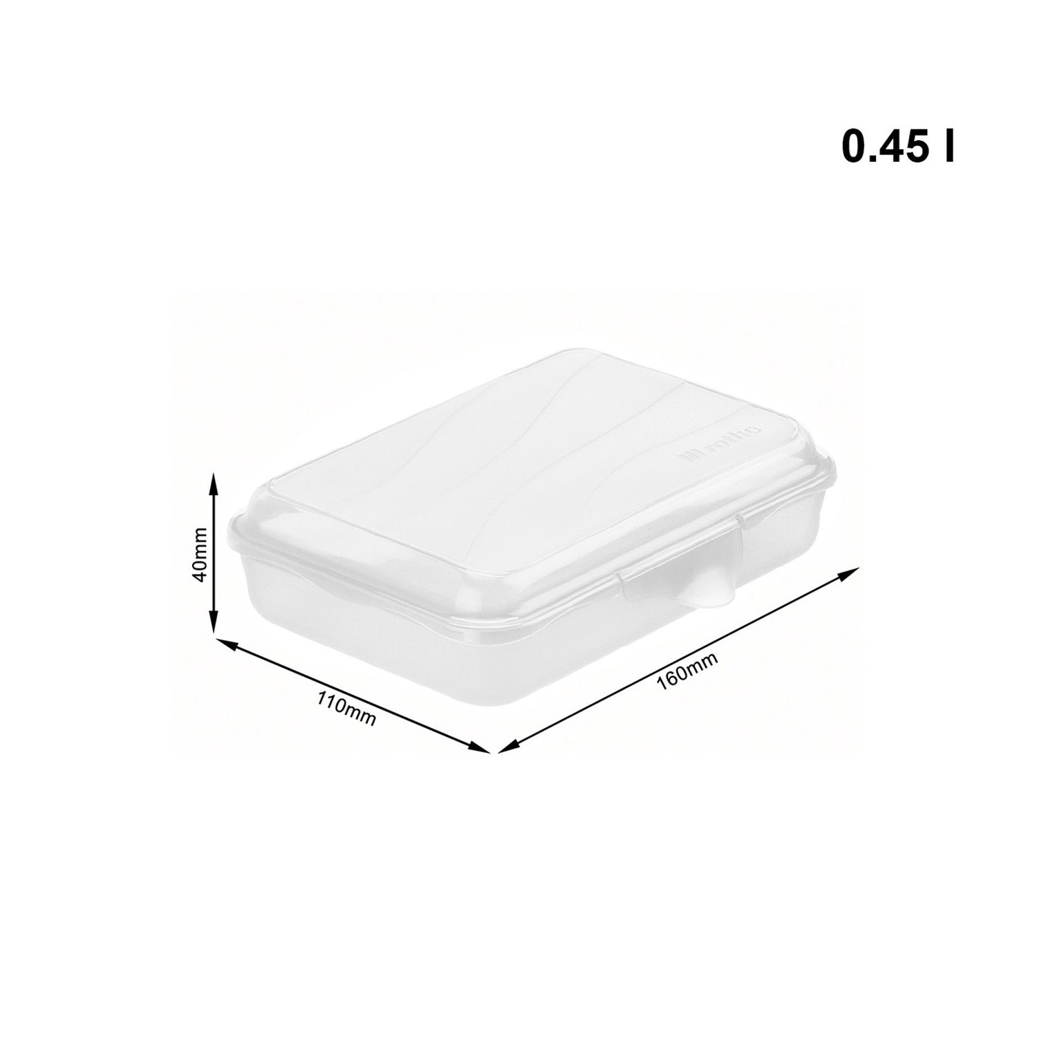 (0.45l) FUN Lunchbox Brotdose Snack Znüni Box mit Klippverschluss (1710800096) - Transparent