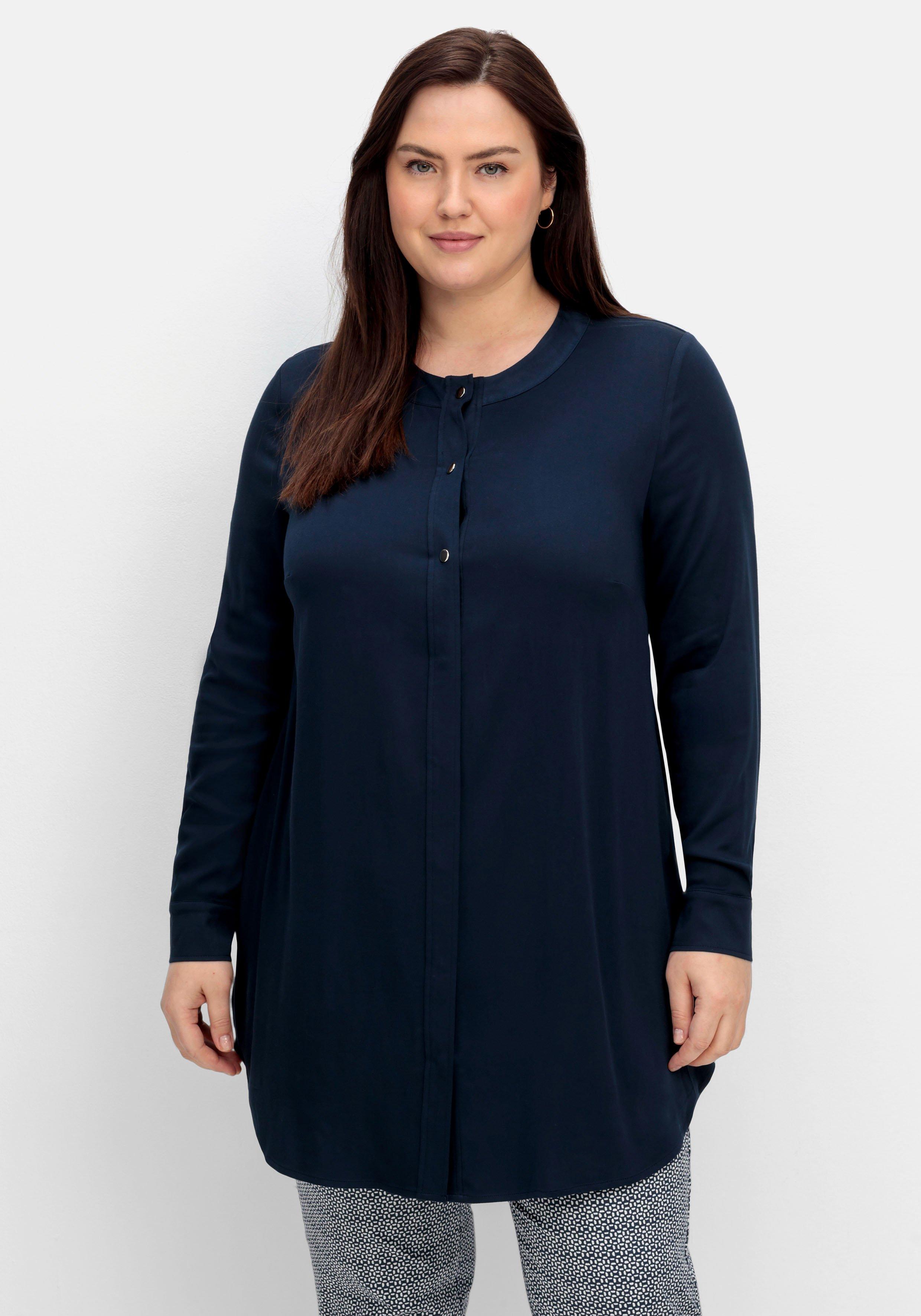 Bluse mit Druckknöpfen und Rundhalsausschnitt