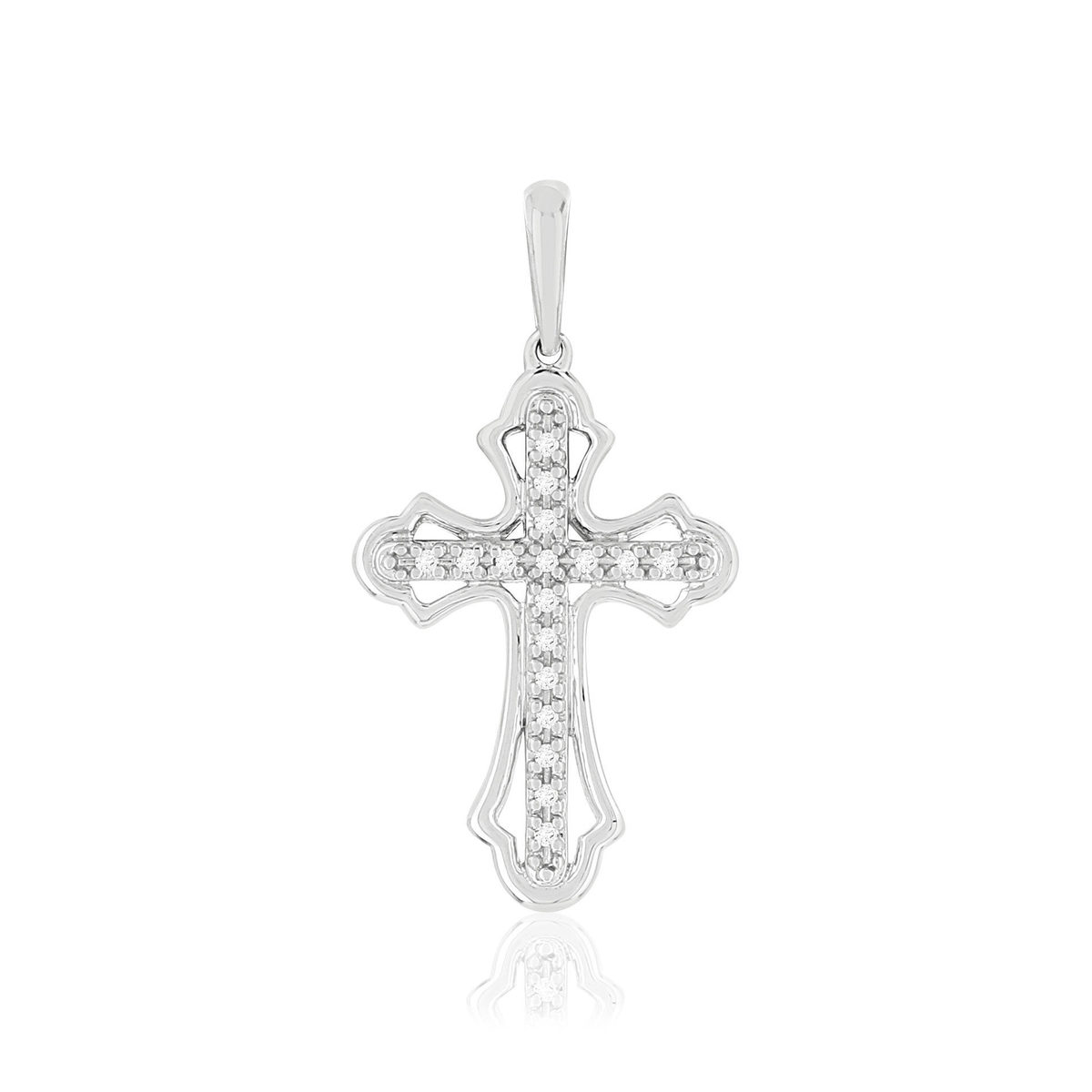 Pendentif Croix MATY Or 375 blanc Diamants