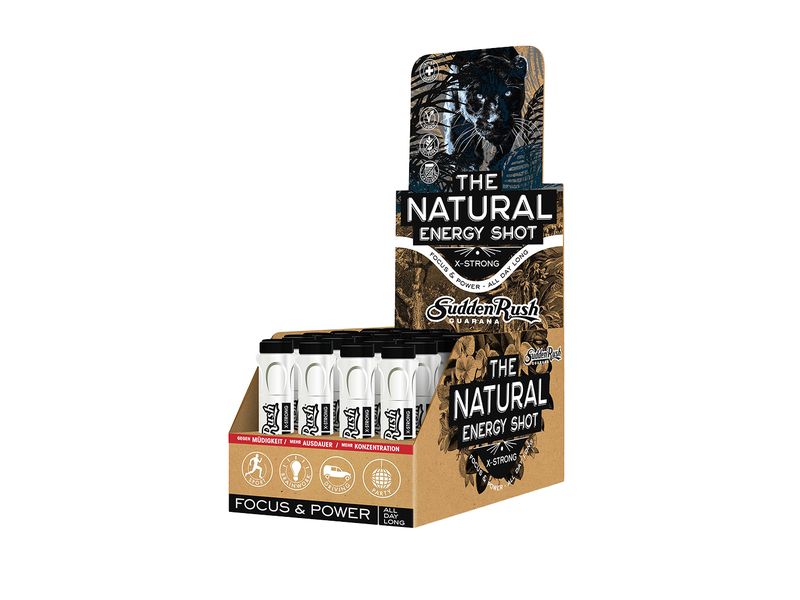 SuddenRush Shot X-Strong Guarana Natural Energy 24 x 1840 m Energy-Shots mit Himbeergeschmack
