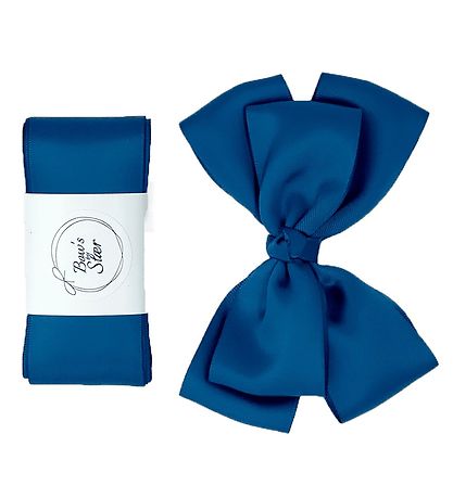By St?r D?bsb?nd m. Sl?jfe - Satin - DouBlå Bow - Navy