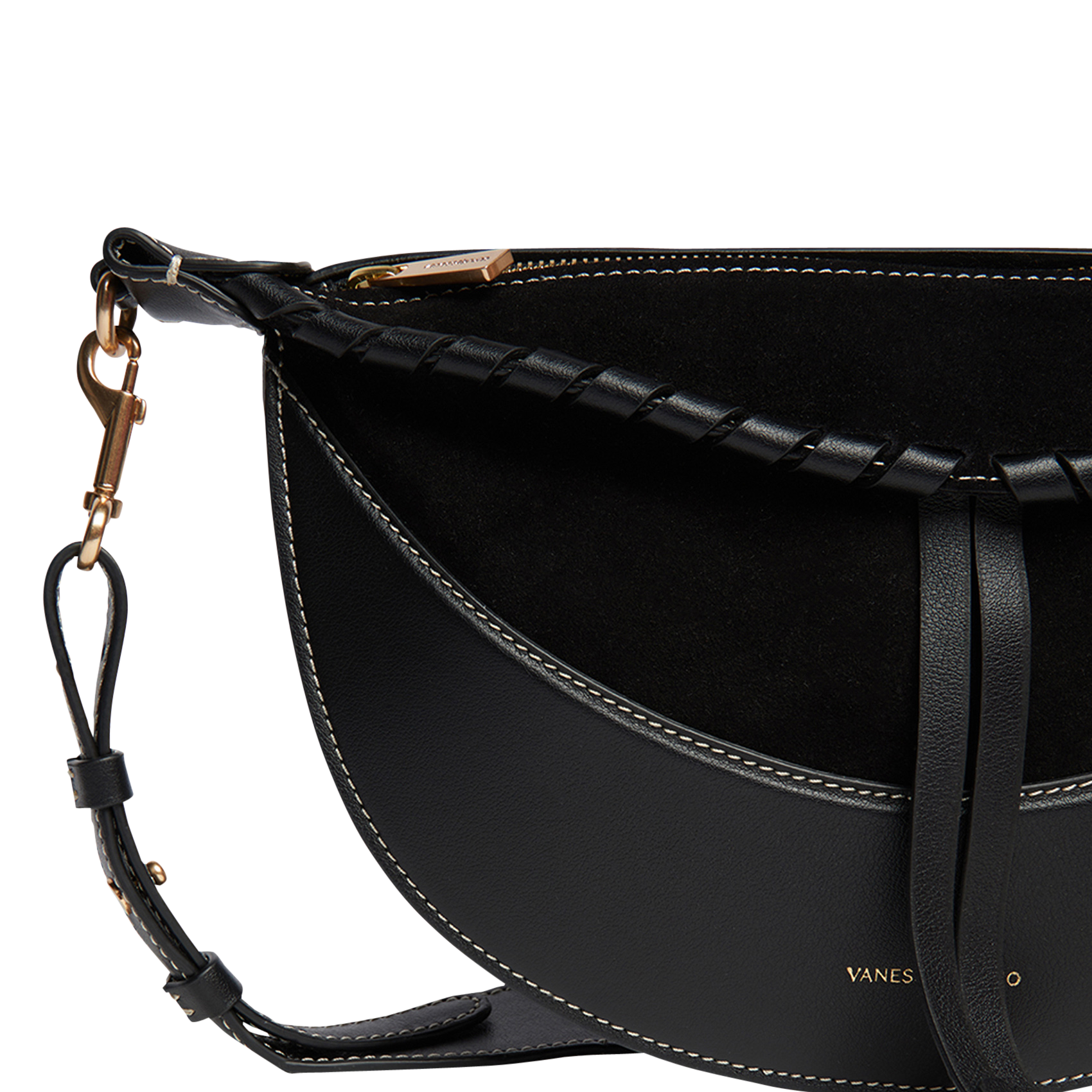 Sac banane en cuir lisse | Noir