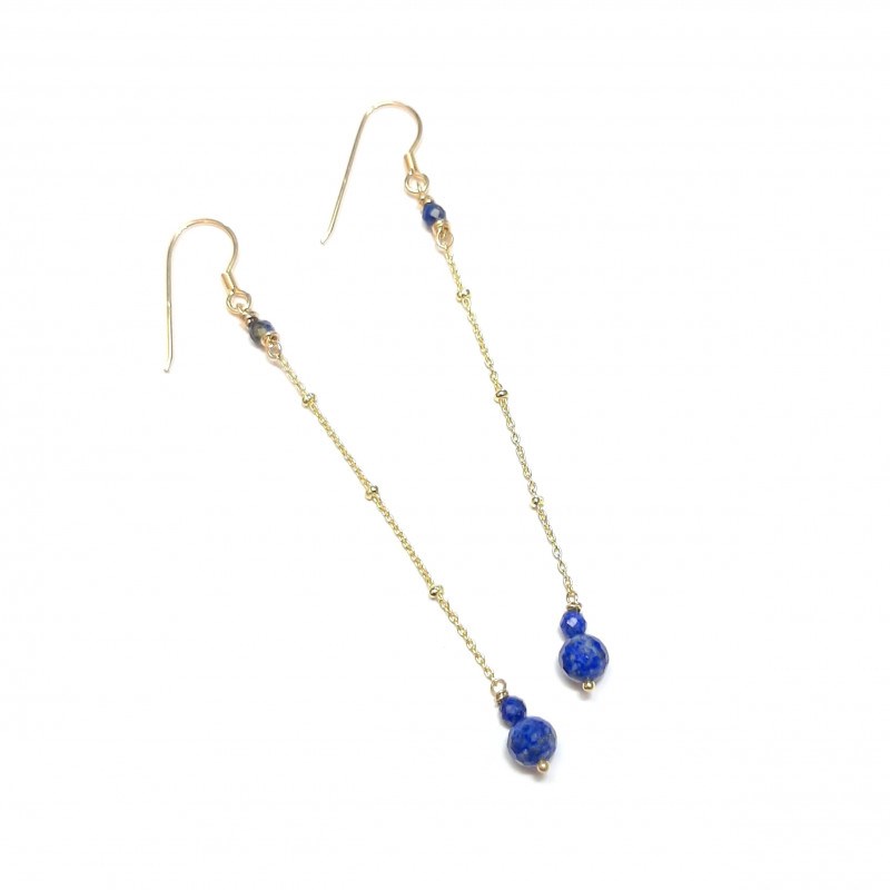 Boucles D'Oreilles Xingu Lapis-Lazuli Argent 925 Doré