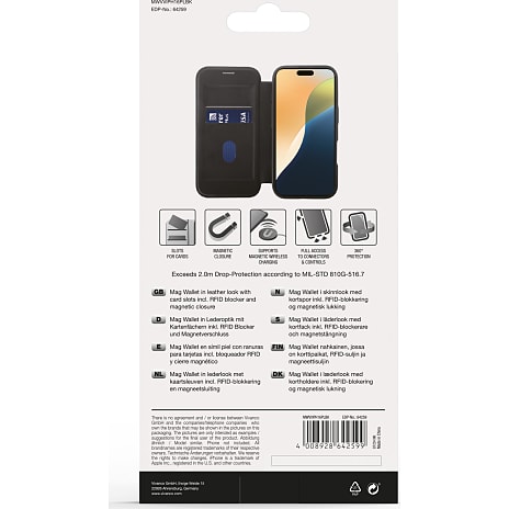Vivanco iPhone 16 Plus Mag wallet - sort