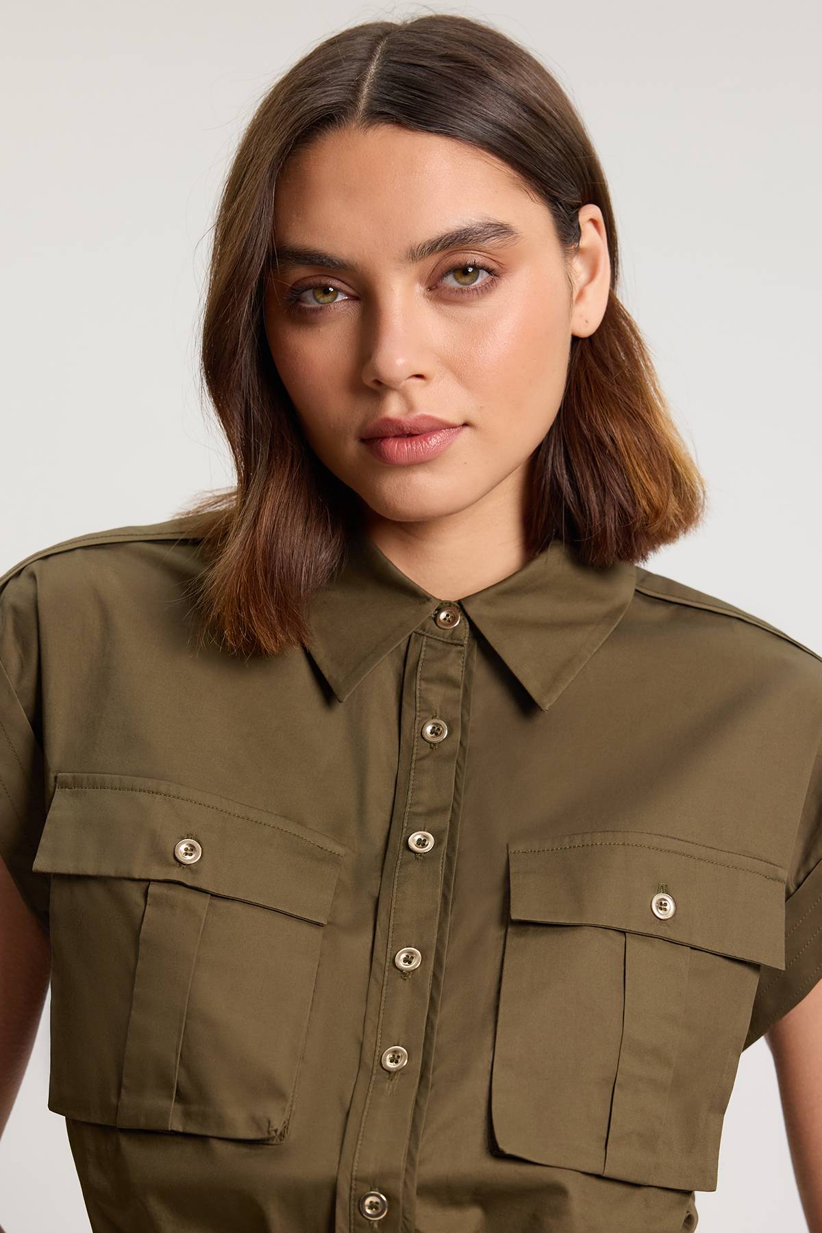 KarenMillen Veste En Satin De Coton Avec Détail De Poches À Bordure En Dentelle