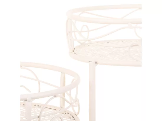Support 3 casseroles en fer forgé blanc 29x23x65h cm