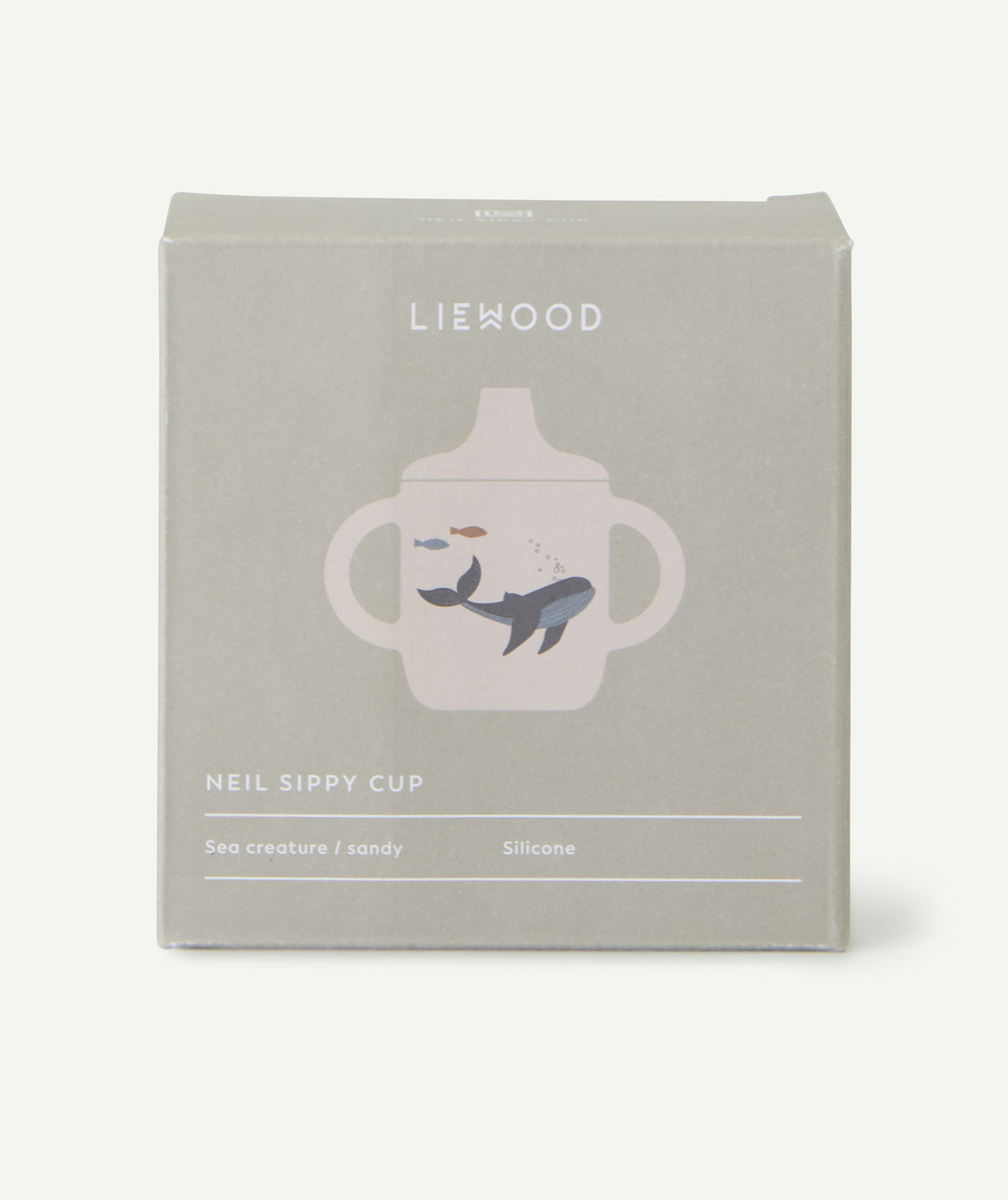 LIEWOODGOBELET À BEC BÉBÉ EN SILICONE ÉCRU MOTIF BALEINE
