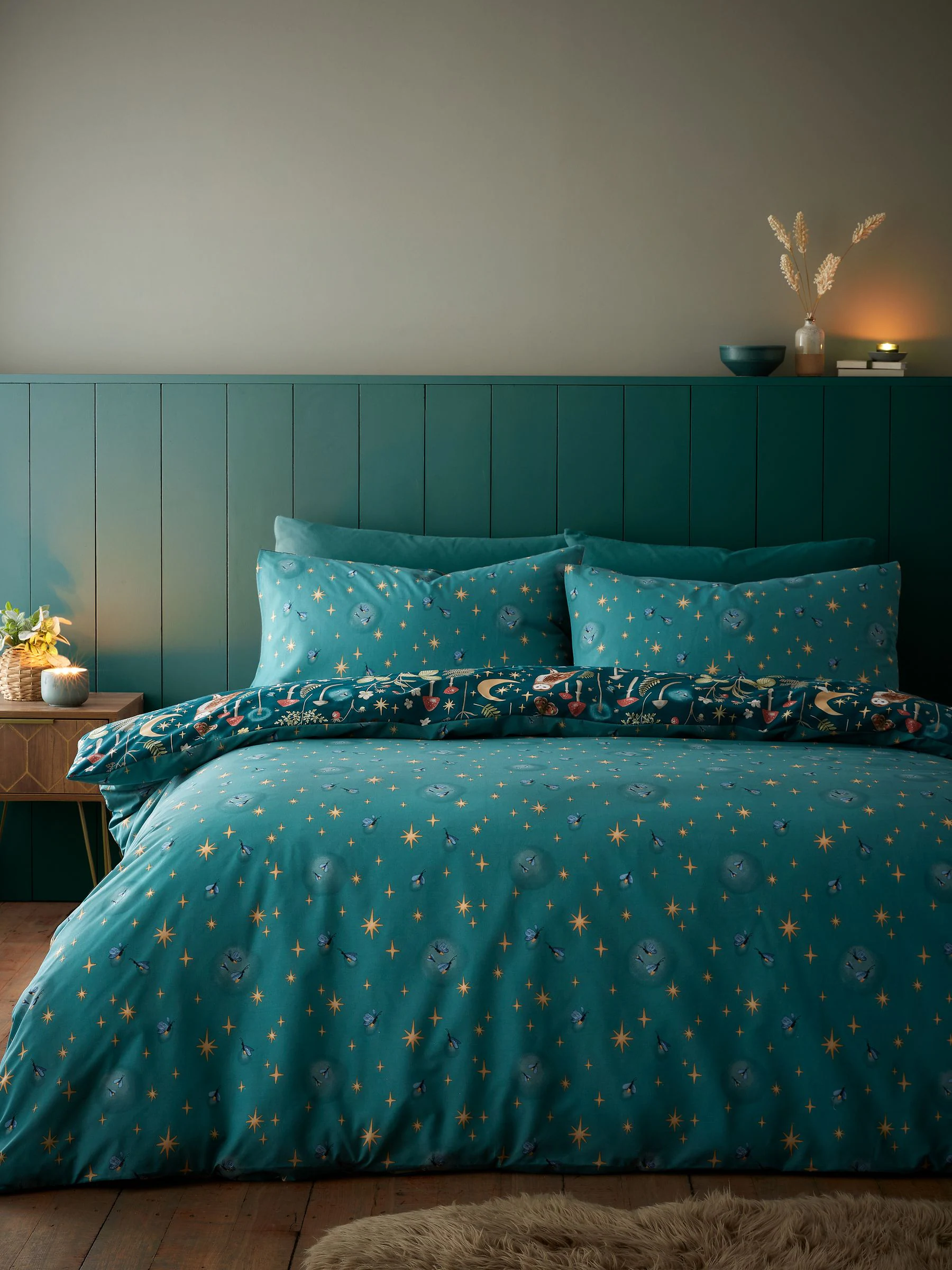 Catherine Lansfield Enchanted Twilight dekbedovertrek met dierenprint en kussensloop