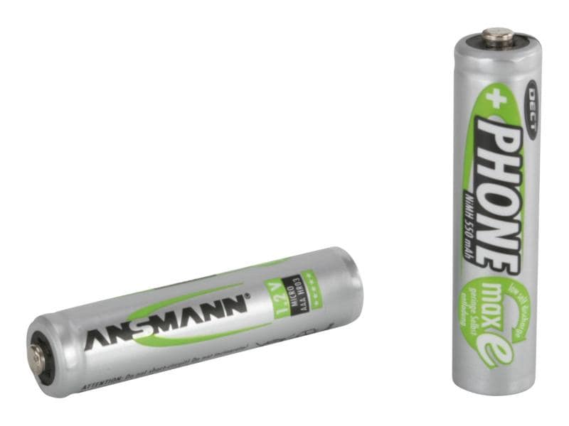 Ansmann Akku Phone NiMH AAA für DECT-Phones 550 mAh, 2 Stüc AAA-Akkus im 2er-Pack