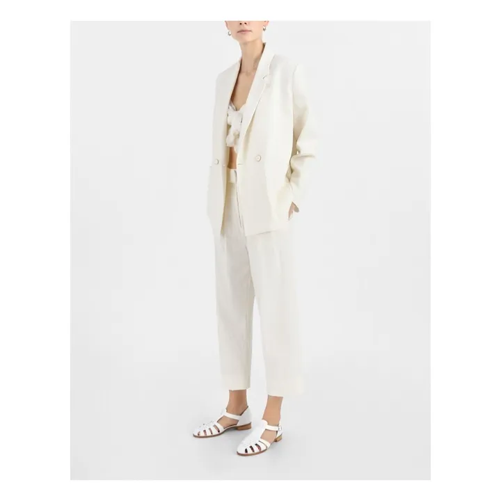 Masscob Veste Avalon Rayures Coton et Soie | Ecru