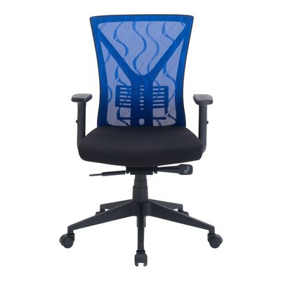 Fauteuil de bureau MARVIN - Accoudoirs réglables - noir et bleu