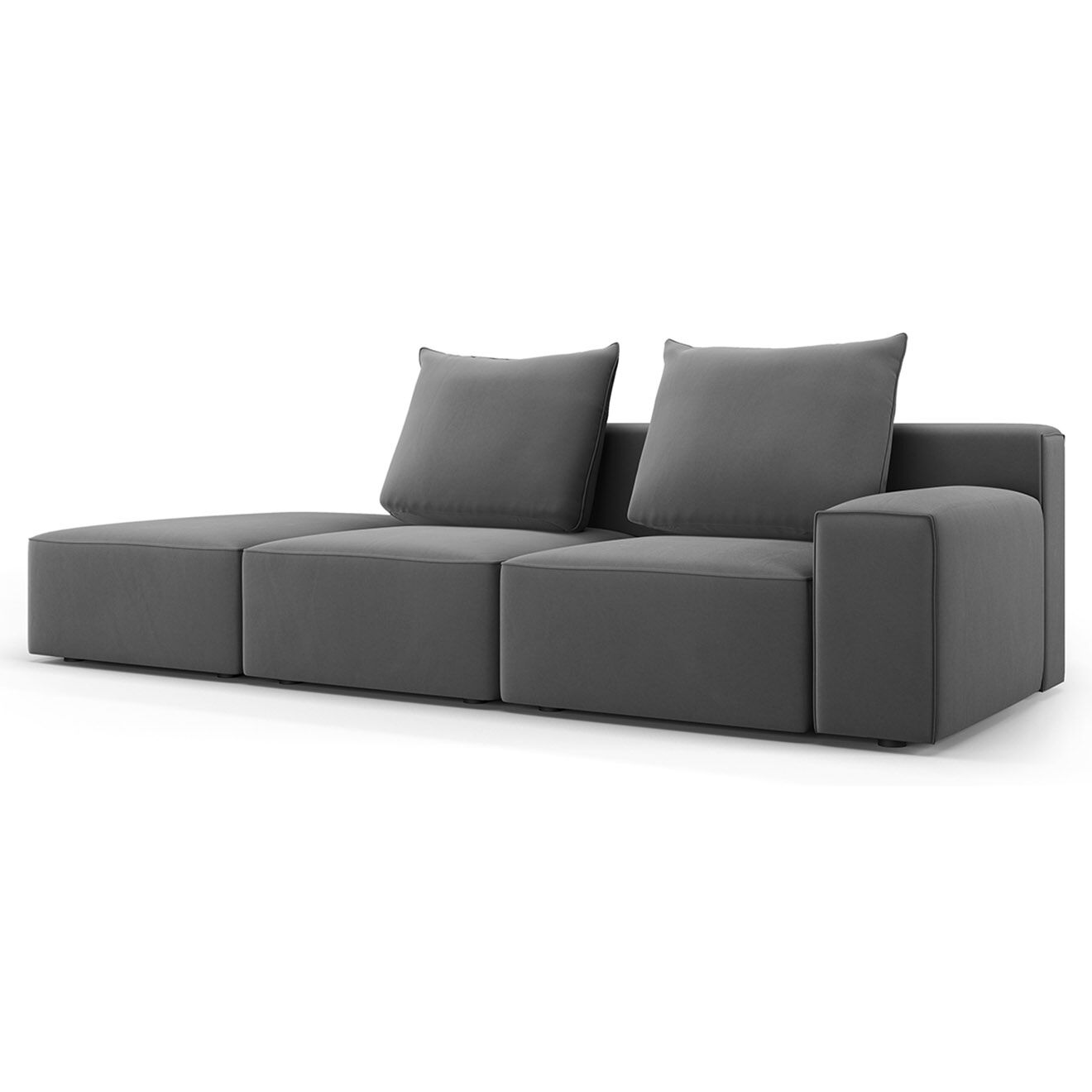 Mazzini Sofas Canapé Gauche en Velours Ivy 4 Places gris foncé - 265x105x89 cm