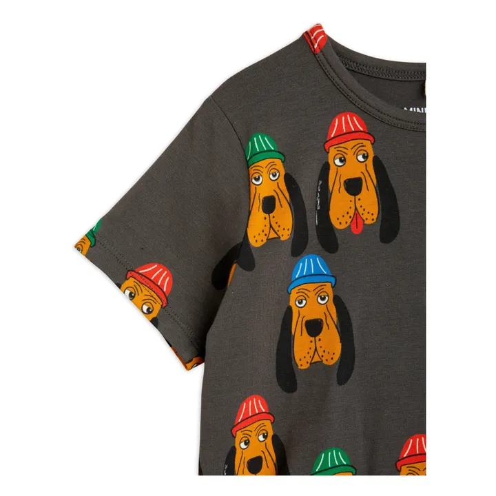 Mini Rodini T-Shirt Coton Bio Chiens | Gris anthracite