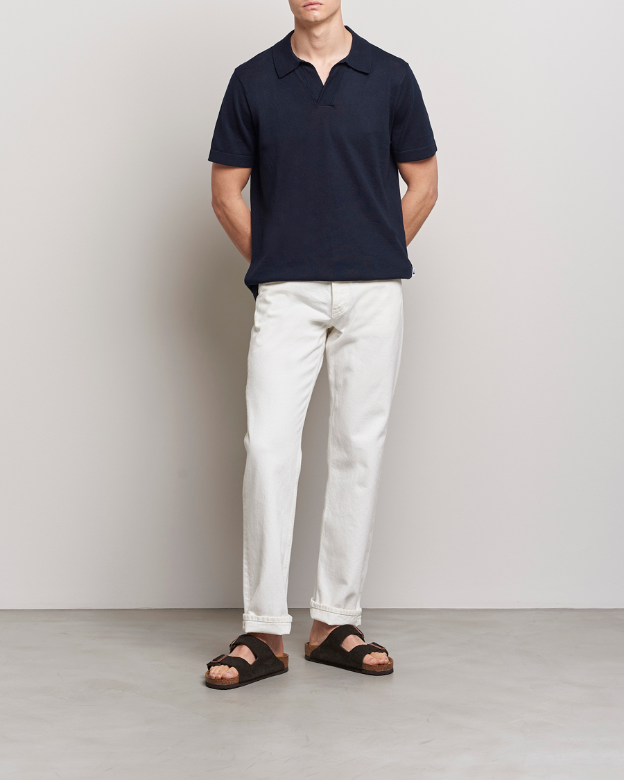 NN07 Ryan Cotton/Linen Polo Navy Blue