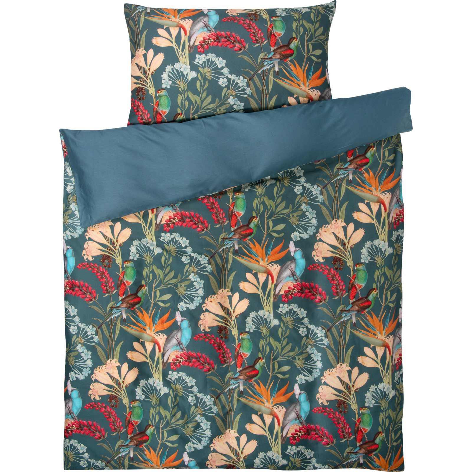 Bettwäsche mit Blumen und Vögel