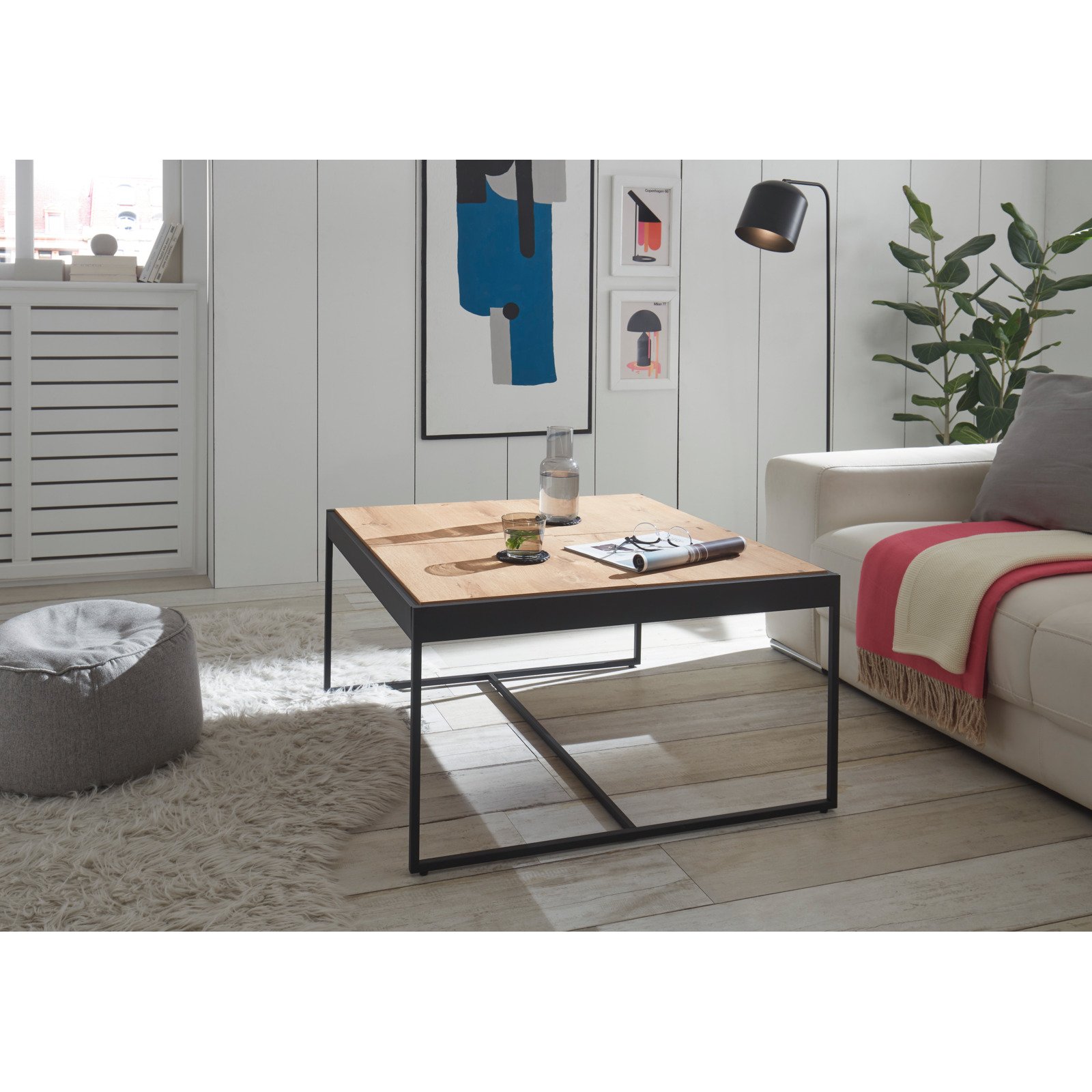 Salontisch Larkana Einsätze Eiche furniert 83 x 45 x 83 cm