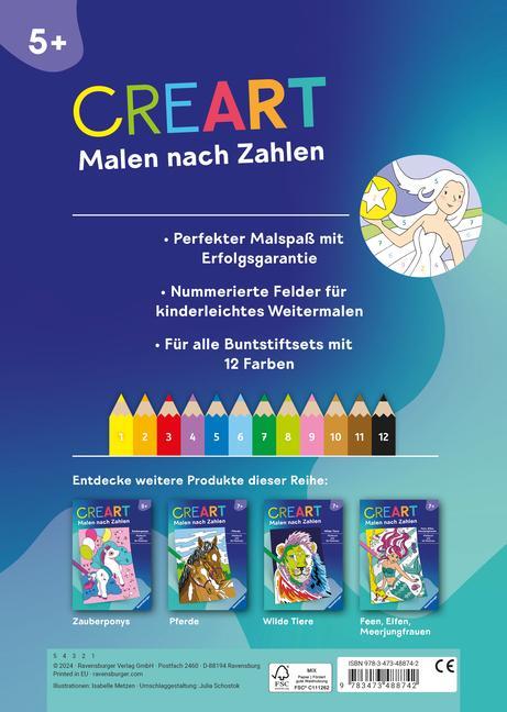 Ravensburger CreArt Malen nach Zahlen ab 5: Regenbogenland, Malbuch, 24 Motive