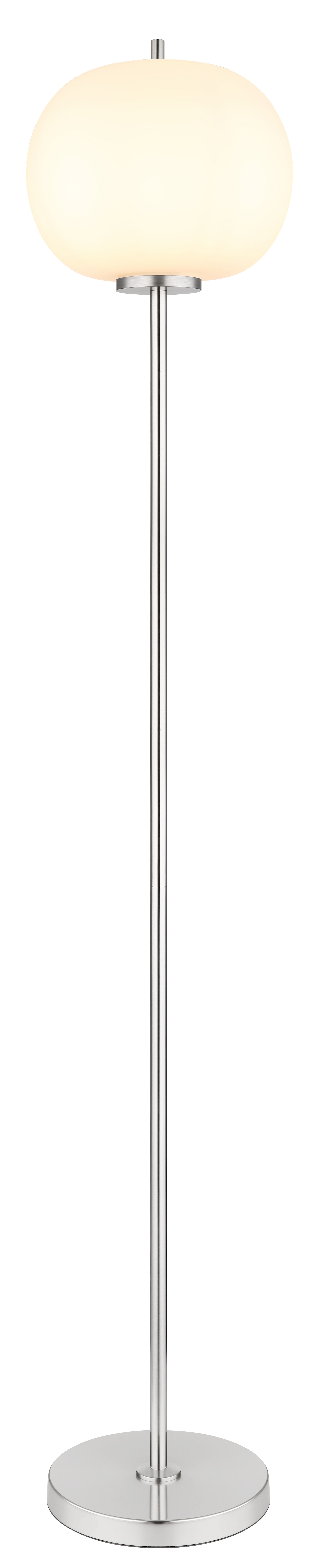 GLOBO Retrofit Stehlampe Blacky nickelfarbig /opalweiß 30x30cm H160cm