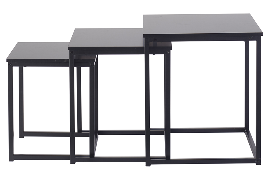 Bordeaux småbord Sort plate med metallunderstell. sett med 3 stk. bord.