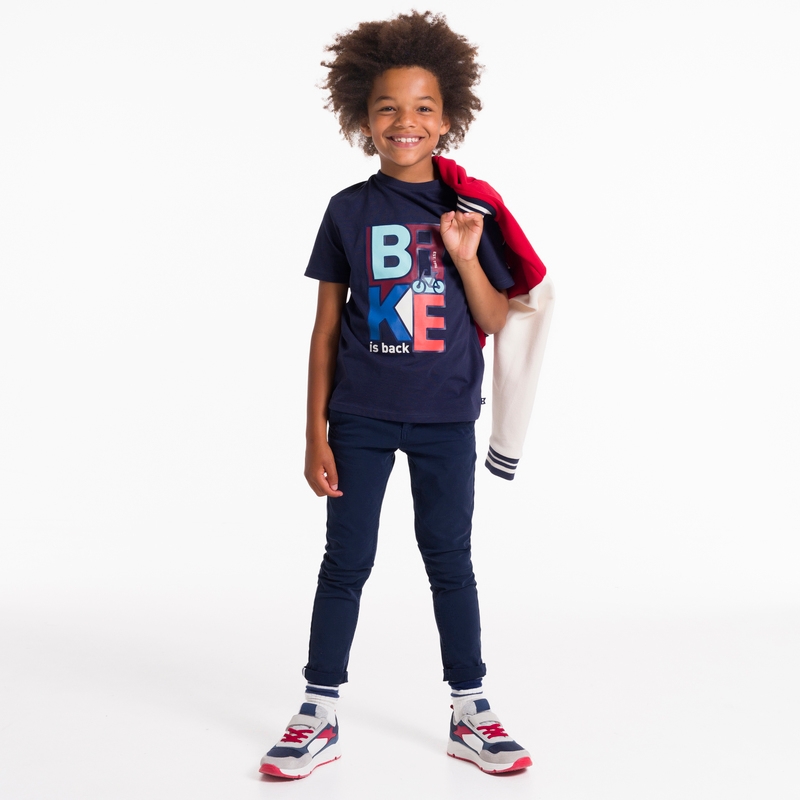 T-shirt à motif vélo bleu garçon