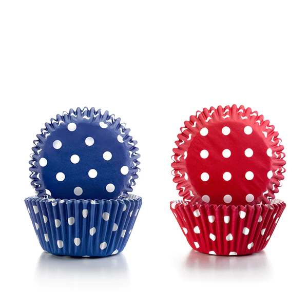 Caissettes à cupcakes bleues et rouges 100 pièces Ibili