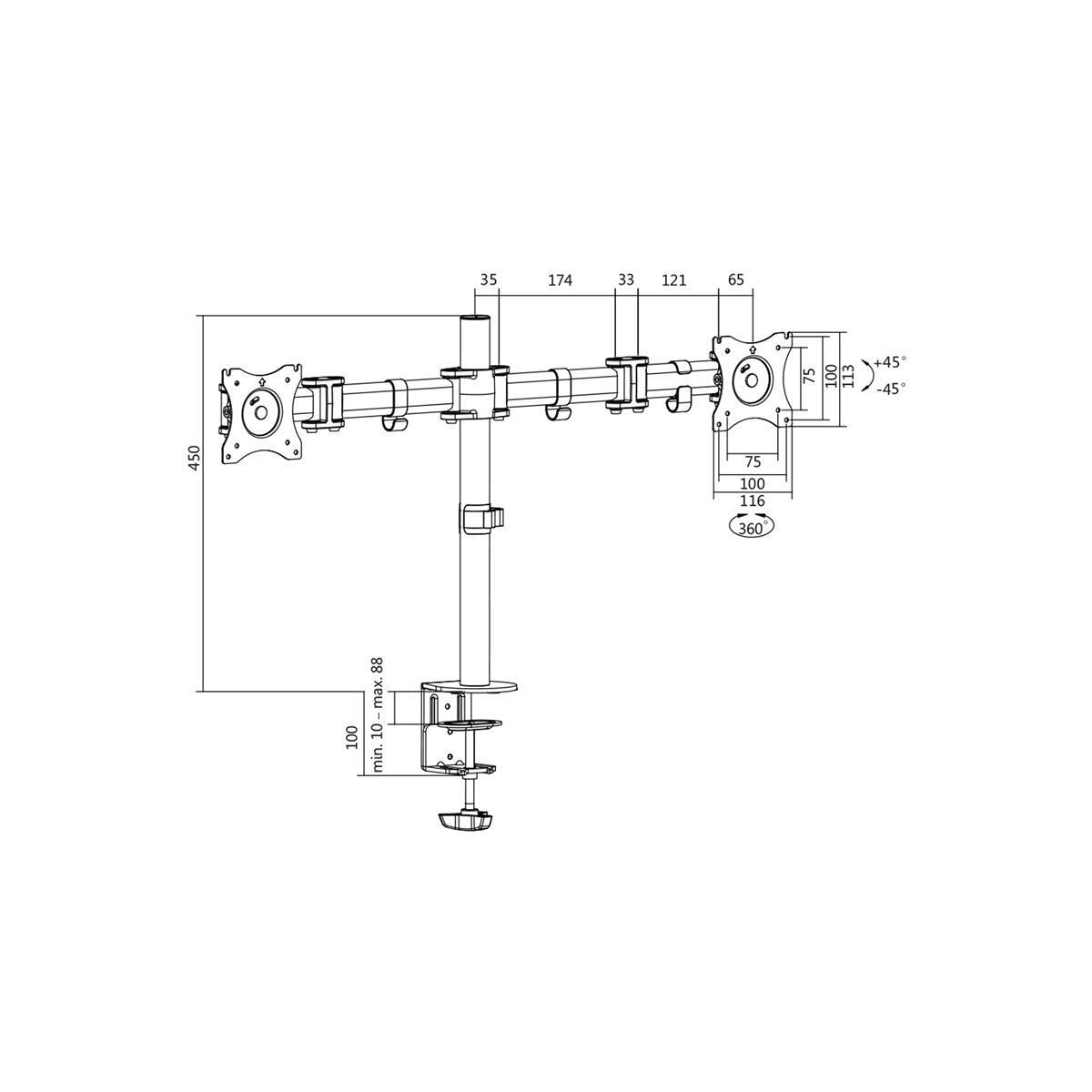 LogiLink Monitorarm dubbel 13-27
