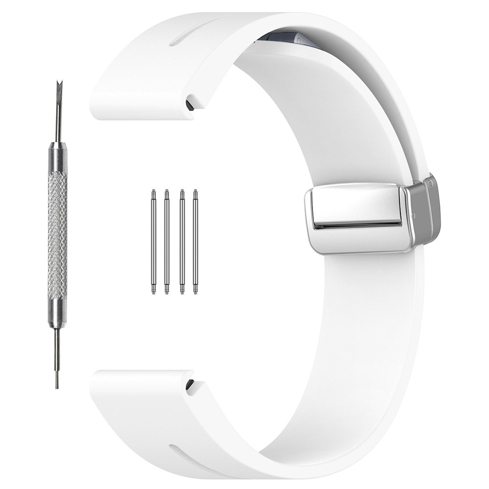 Samsung Galaxy Watch 3 (45mm) Silikon Armband mit Magnet-Verschluss (Gelenkumfang: 170-230mm) - Weiss
