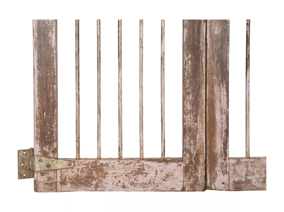 BISCOTTINI Portail - Bois Massif et Fer Finition Antique - Clôture en Fer - Portail en Métal - Porte Décorative - Portail d'Entrée - Clôture en Bois - Intérieur et Extérieur - 91x6x113cm