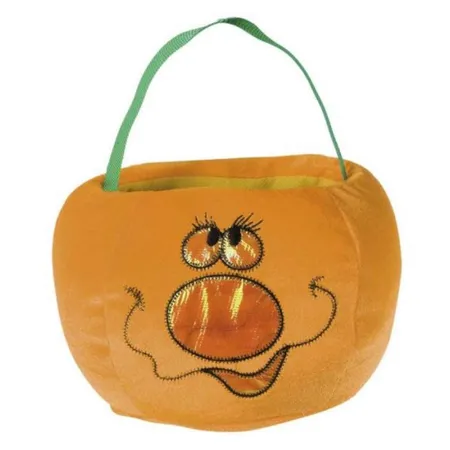 Widmann Halloween Kürbisbeutel Trick & Treat aus Samt, sort., 20 x 14 cm , sortiert