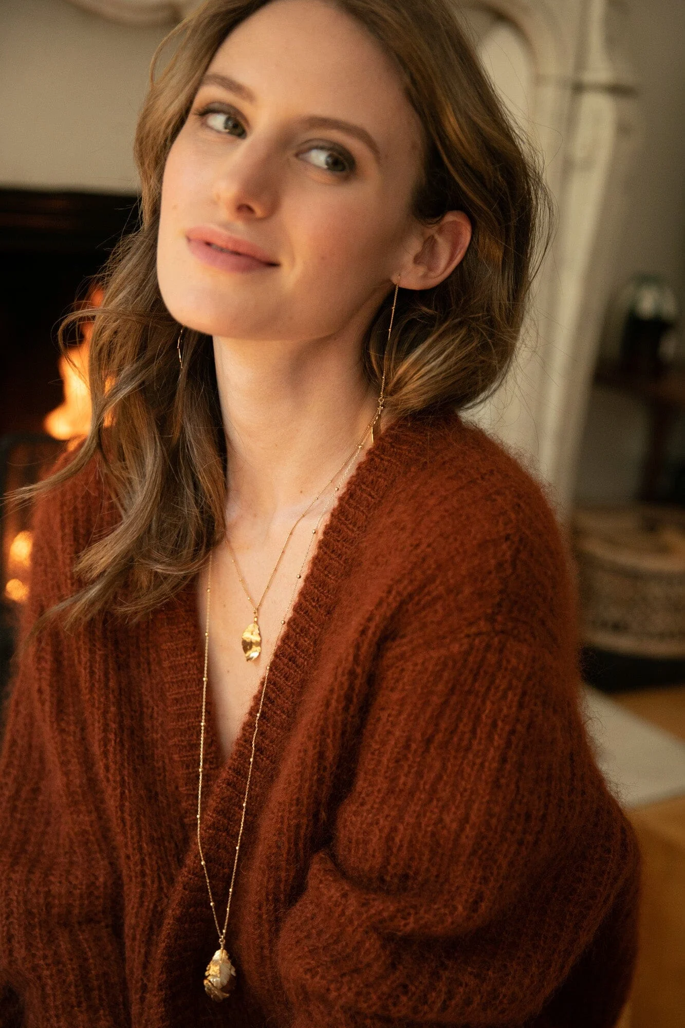 ZÉPHYR - Boucles d'oreilles pendantes feuilles doré à l'or fin | Doré