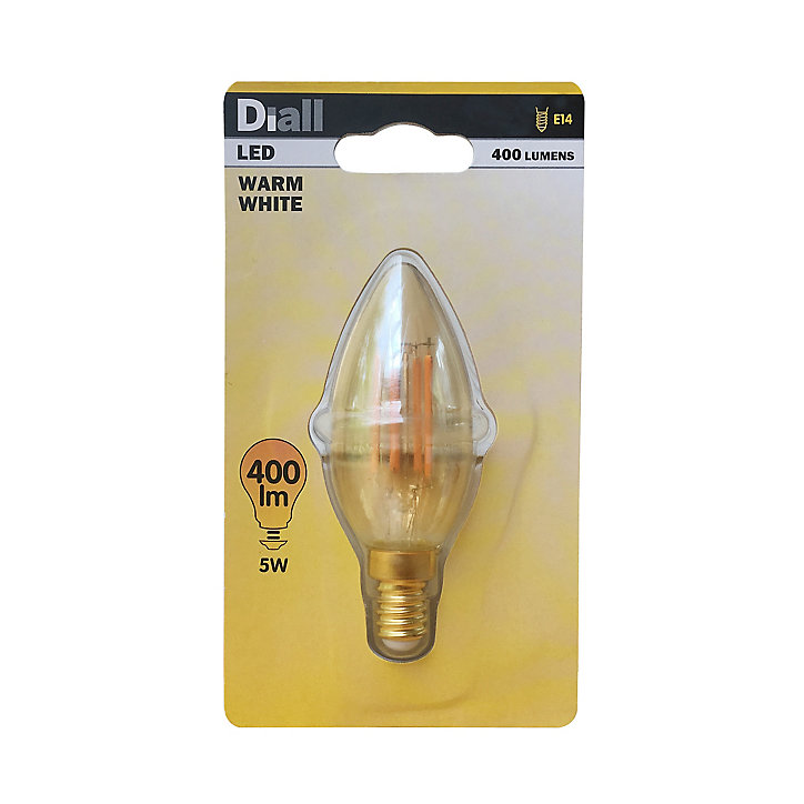 Ampoule à filament flamme LED Diall E14 5W=35W blanc chaud