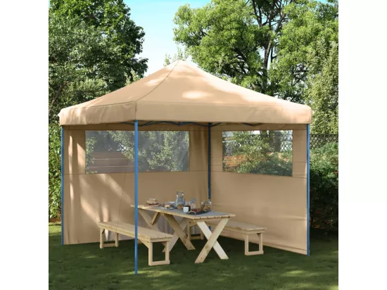 Tente de réception pliable escamotable avec 2 parois latérales