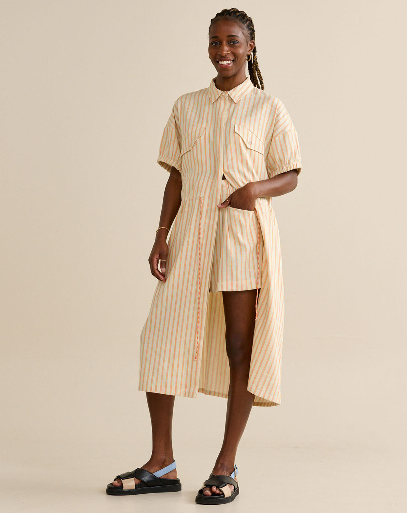 Bellerose Robe chemise en Lin & Coton Varia rose