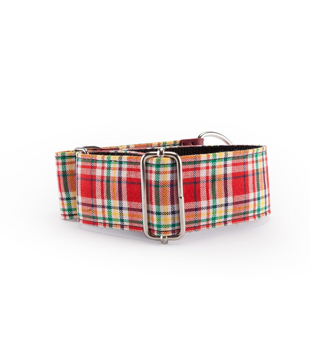 Coleira ajustável Speedy Greyhound, xadrez vermelho