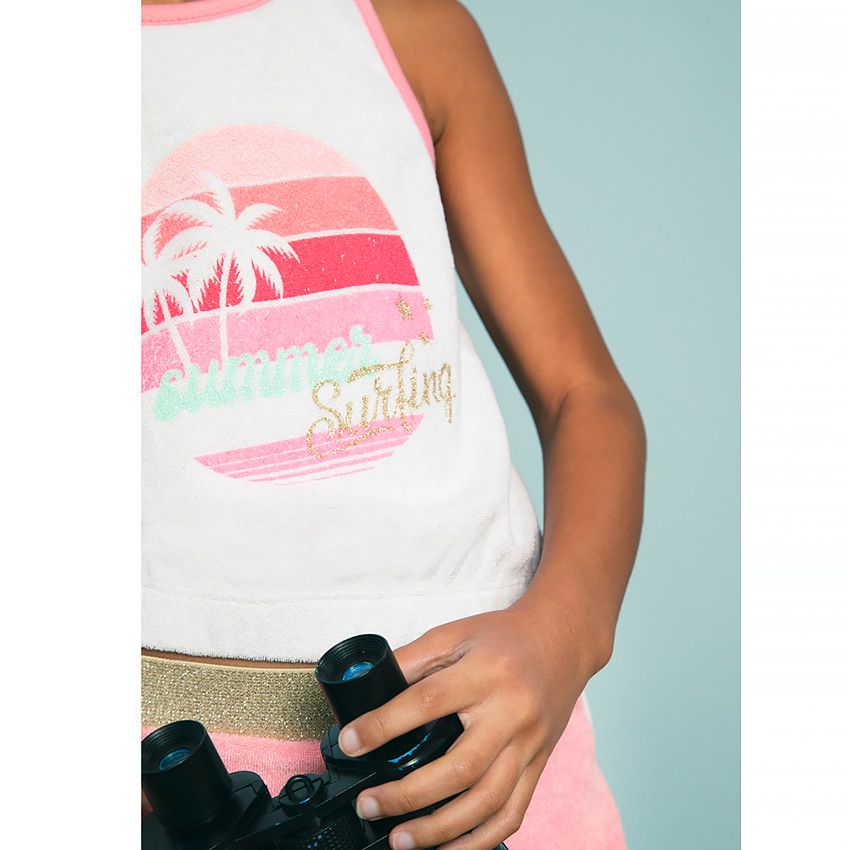 Ensemble de plage débardeur + short pour fille - Blanc