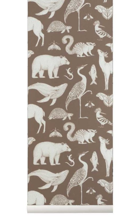 Ferm Living Katie Scott Animals behang dark blue