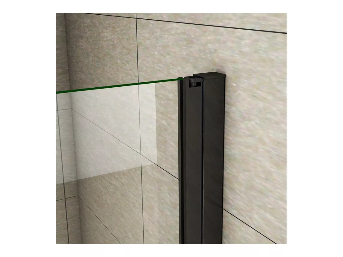 Porte de douche battante 100x200cm profilé noir mat Porte de douche Hauteur 200cm en 8mm verre securit anticalcaire