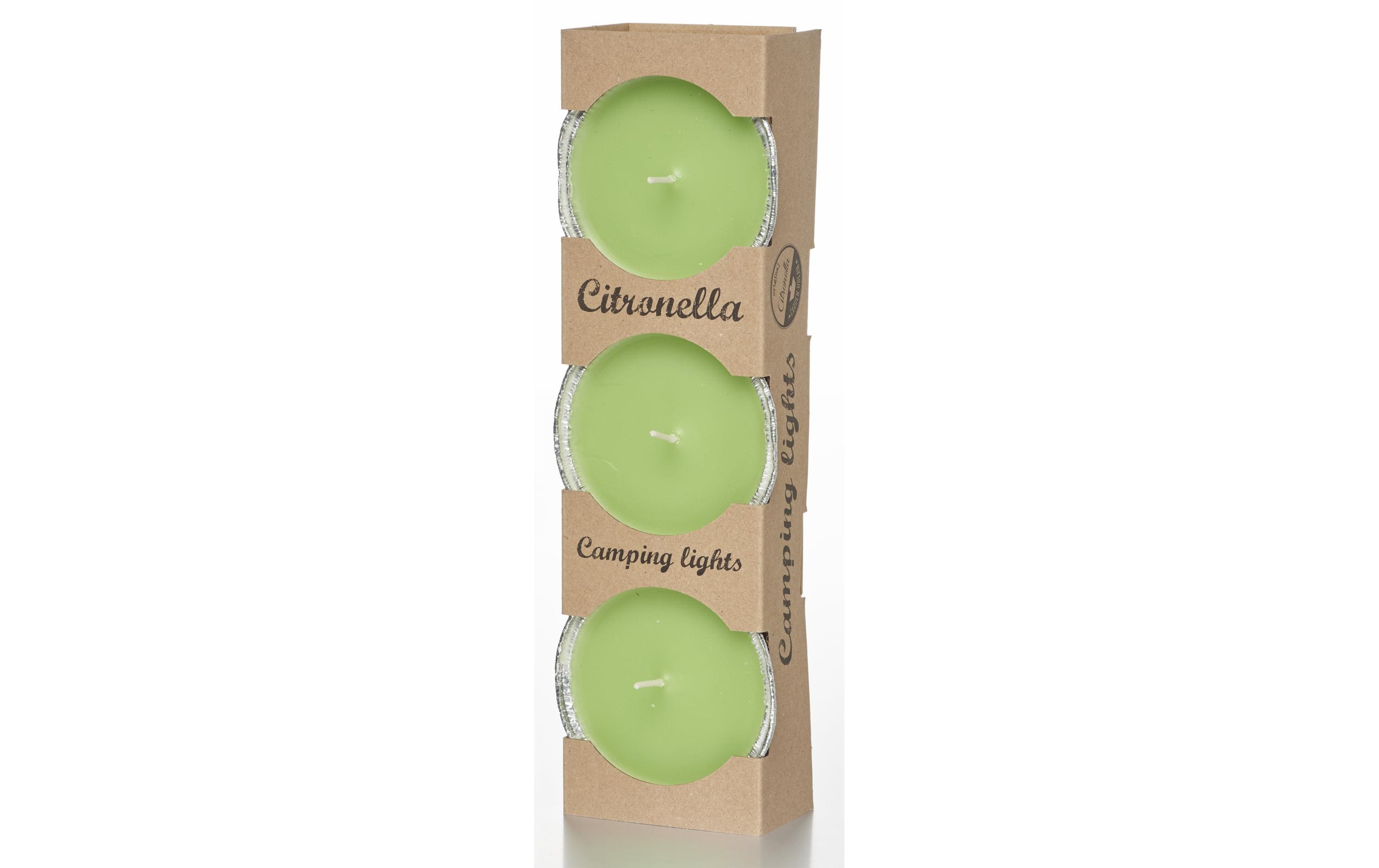 Gartenkerze Citronella 8 cm, 3 Stück, GrünOutdoorkerzen in Aluschale