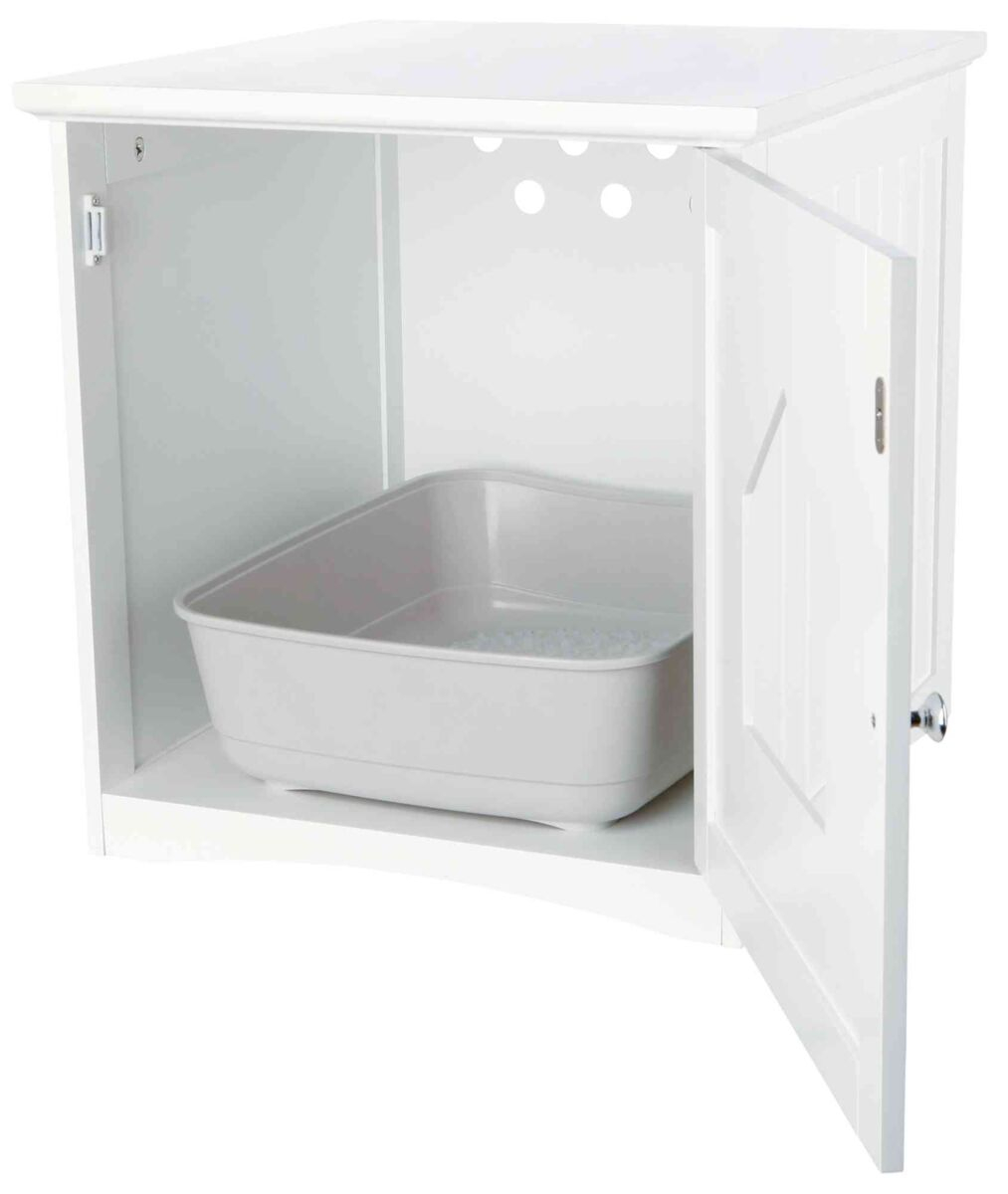 (49x51x51cm) Katzenhaus Toilette Geschlossenes Katzen Klo (40290) - Weiss