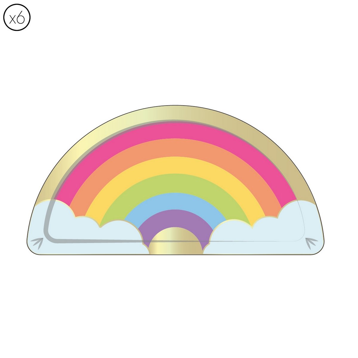 6 assiettes en carton arc-en-ciel