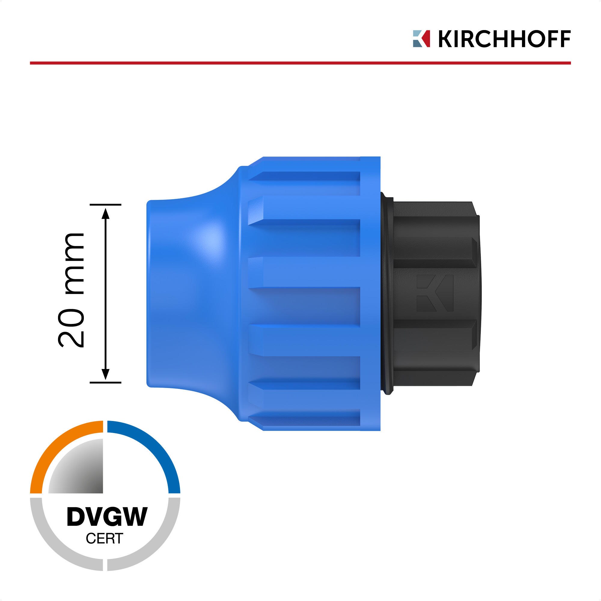 KIRCHHOFF Endstück 20 mm für HDPE Bewässerungssystem, Gartenbewässerung Made in EU