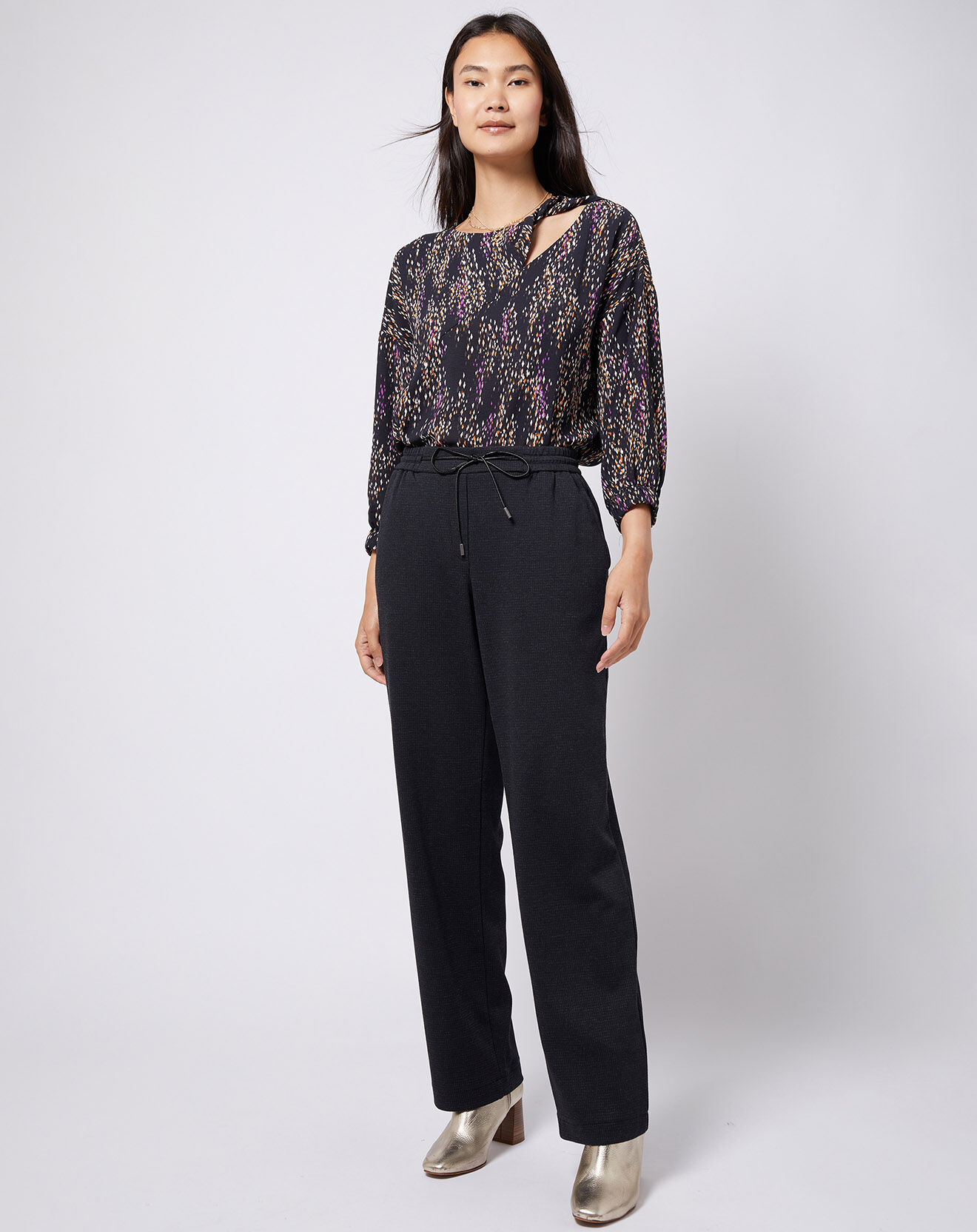 Esprit Blouse fluide à motif et découpe multicolore
