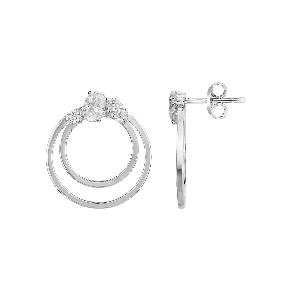 Boucles d'oreilles puces en Argent avec oxyde de zirconium blanc