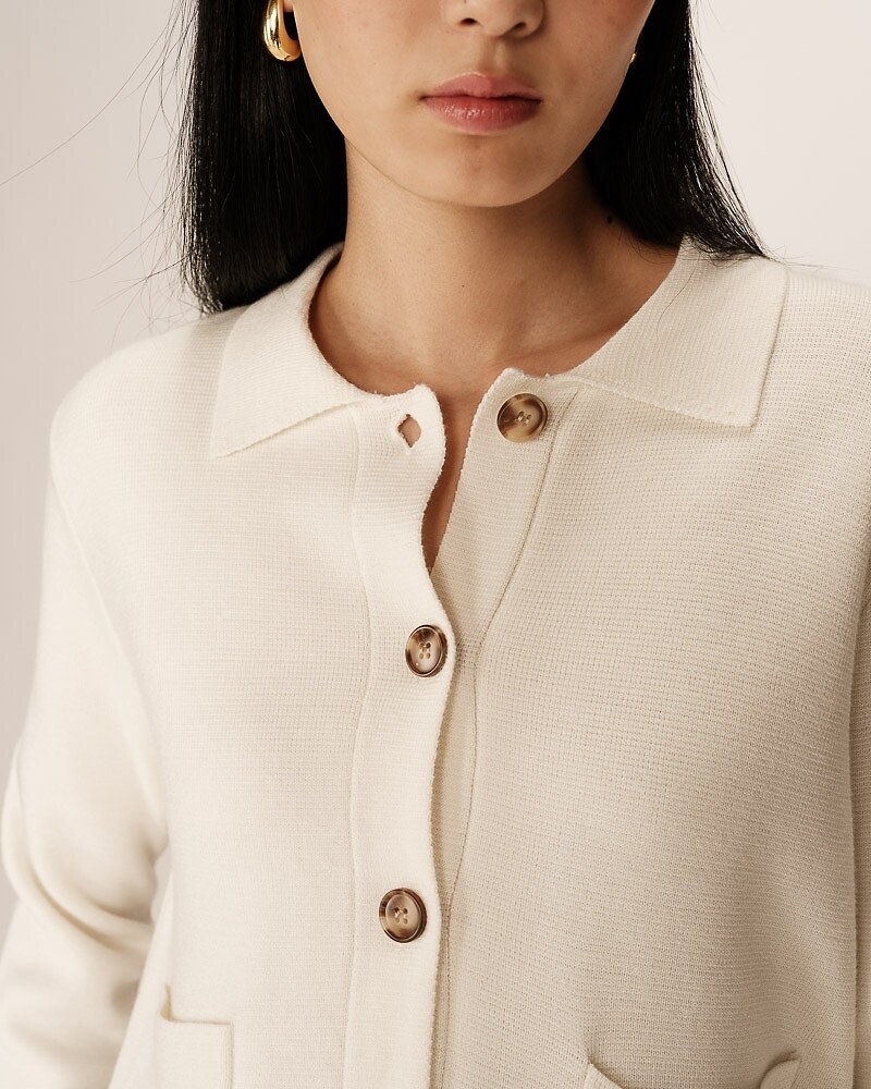 GRACE & MILA<br>Cardigã de mangas compridas com gola de camisa PAM